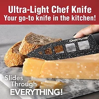 GraniteStone Couteaux NutriBlade Ensemble de couteaux de cuisine à lames tranchantes de rasoir de haute qualité, acier inoxydable trempé avec surface à revêtement minéral antiadhésif, poignée ergonomi