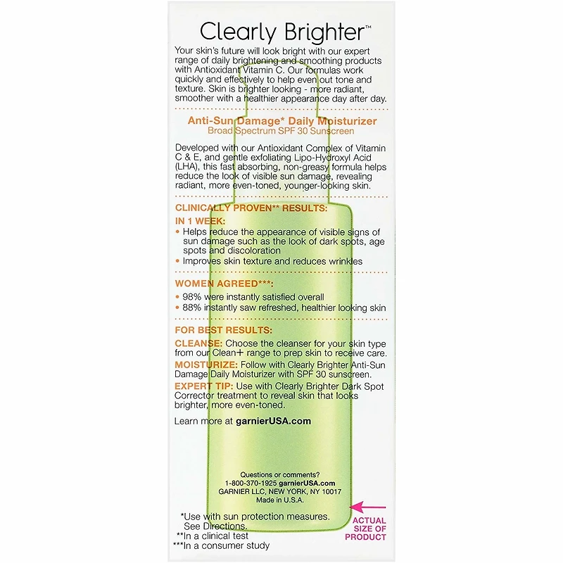 Hydratant teint uniforme quotidien Clearly Brighter SkinActive de Garnier, 75 mL