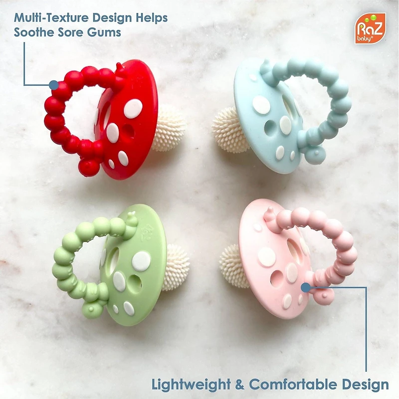 RaZbaby - Chompy Mushroom Silicone Teether - Red & Green