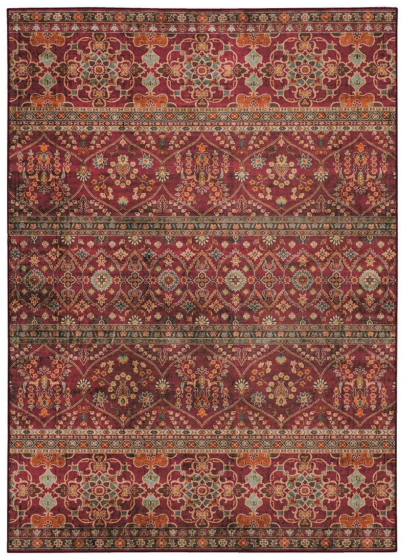 Neil 3' x 5' Washable Accent Rug, Garnet and Ivory
