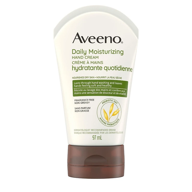 Aveeno Daily Moisturizing Hand Cream, Dry Skin Hand Lotion, Non-GMO Oat Moisturizer, Paraben Free, Fragrance Free, 97 mL