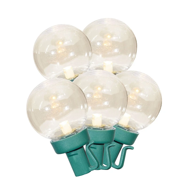 Holiday Time 100-Count Warm White LED Super Bright G30 Christmas Lights, with Green Wire, 56.2', 8"(20.3 cm) bulb spacing