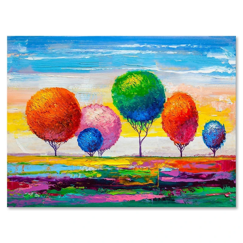 Designart Colourful Ornamental Trees VI Canvas Wall Art