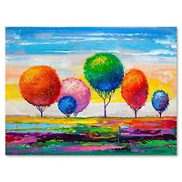 Designart Colourful Ornamental Trees VI Canvas Wall Art