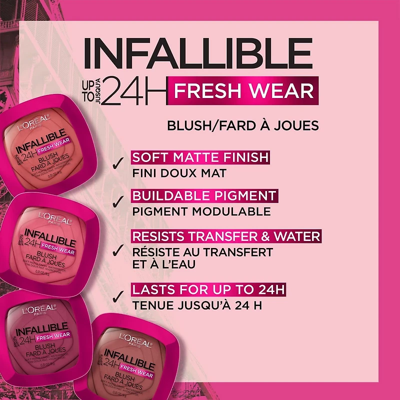 L'Oréal Paris Infallible 24H Freshwear Fard à Joues, Fini Doux Mat Hydrofuge, 9g Fard à Joues Longue Tenue