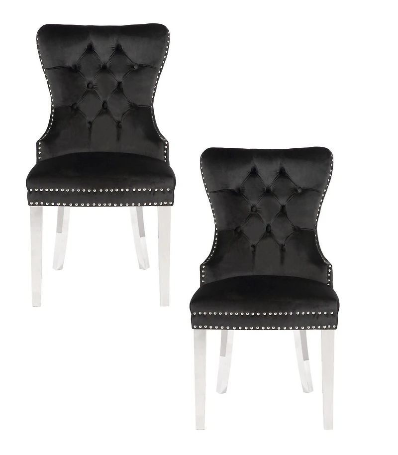 Plata Import Wingback Chair in Black - Set 2