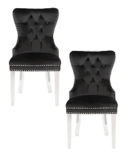 Plata Import Wingback Chair in Black - Set 2