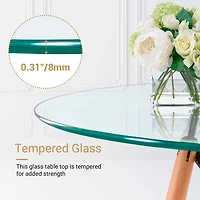 Heavenly Collection | Eiffel Glass Dining Table 32” Diameter for Dining Rooms or Outside Spaces