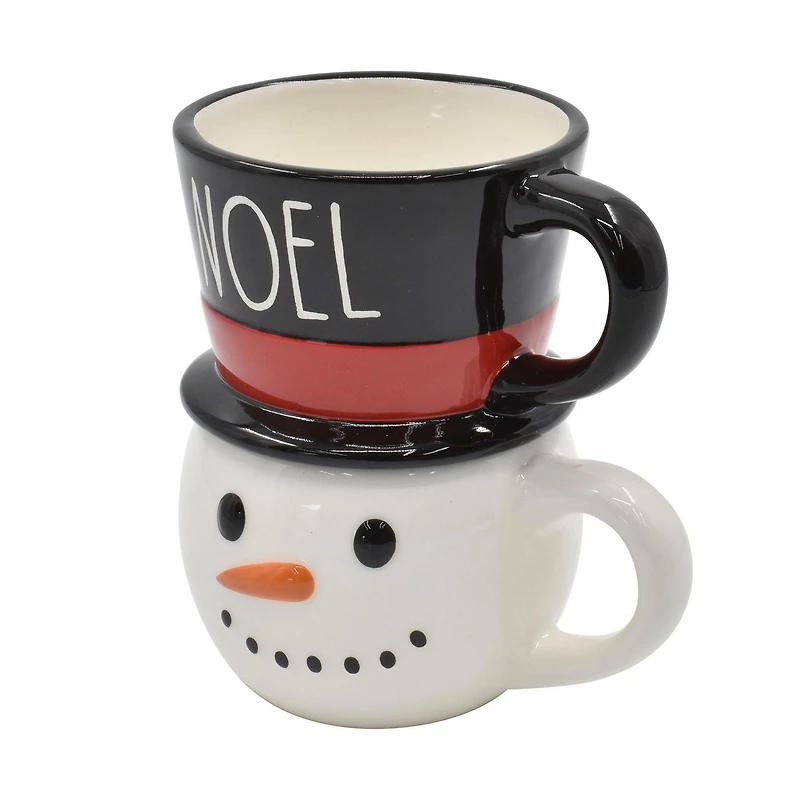 HOLIDAY TIME LOT DE 2 TASSES MOTIFS DOLOMITE BONHOMME DE NEIGE