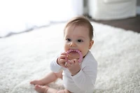 Dr. Brown's Flexees Beaded Teether Rings, 100% Silicone, Soft Easy to Hold, Encourages Self-Soothing, White/Pink/Gray, BPA-Free, 3-pack