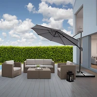 CorLiving 9.5ft Offset Tilting and Rotating Outdoor Umbrella with Aluminum and Steel Frame and Durable Canopy, Grey