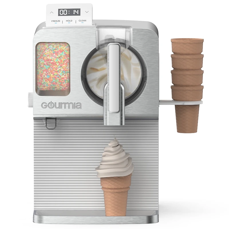 Gourmia 1-Liter Automatic Soft Serve Ice Cream & Frozen Drink Maker, White