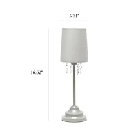 Simple Designs Table Lamp with Fabric Shade and Hanging Acrylic Beads