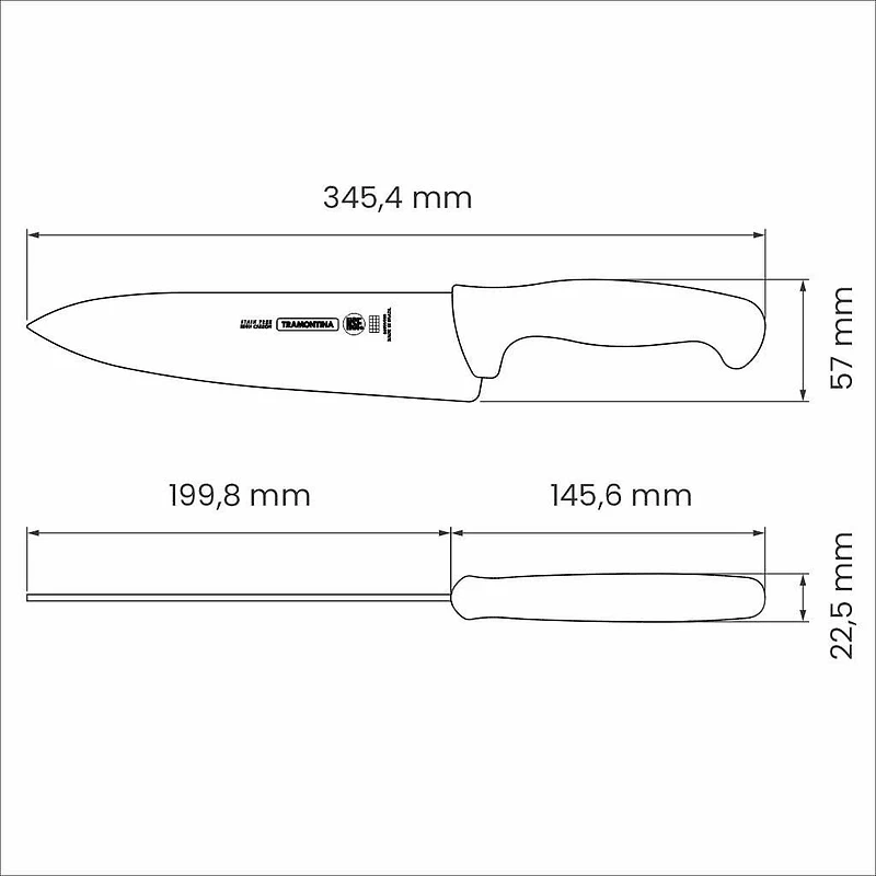 Tramontina Professional 8" Steak Knife with Stainless Steel Blade and White Polypropylene Handle