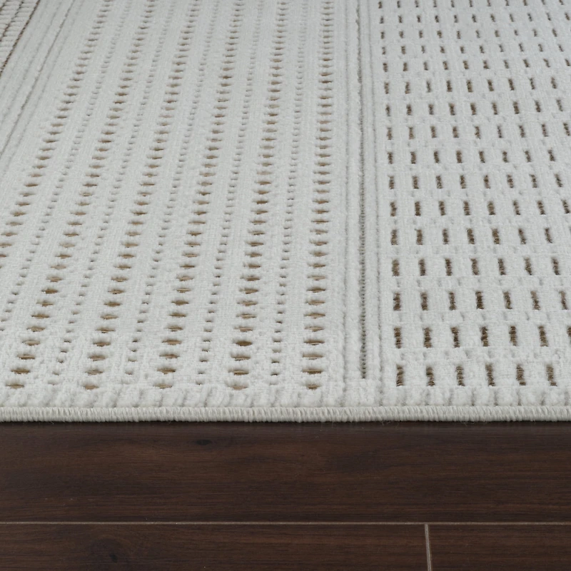 Tapis d'interieur/exterieur abstrait Rug Branch Maise, beige marron, moderne - Entree, couloir