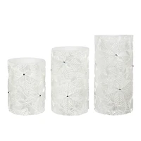Hometrends Pearlescent Snowflake with Gem LED Pillar Candle Set with Remote Control