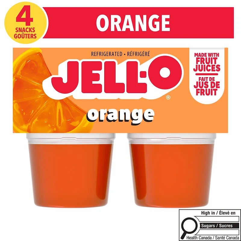 Goûters À La Gelée Réfrigéré À Saveur D'Orange, Paquet De 4 Coupes x 96g
