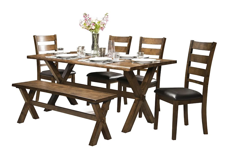 Topline Home Furnishings Rustic Wooden 6pc Dining Set