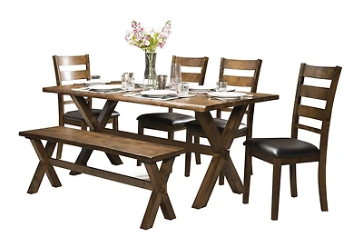 Topline Home Furnishings Rustic Wooden 6pc Dining Set