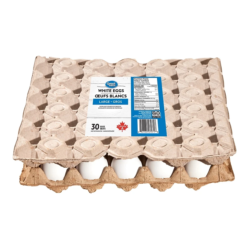 Great Value Large White 30 Eggs, 30 Count Eggs