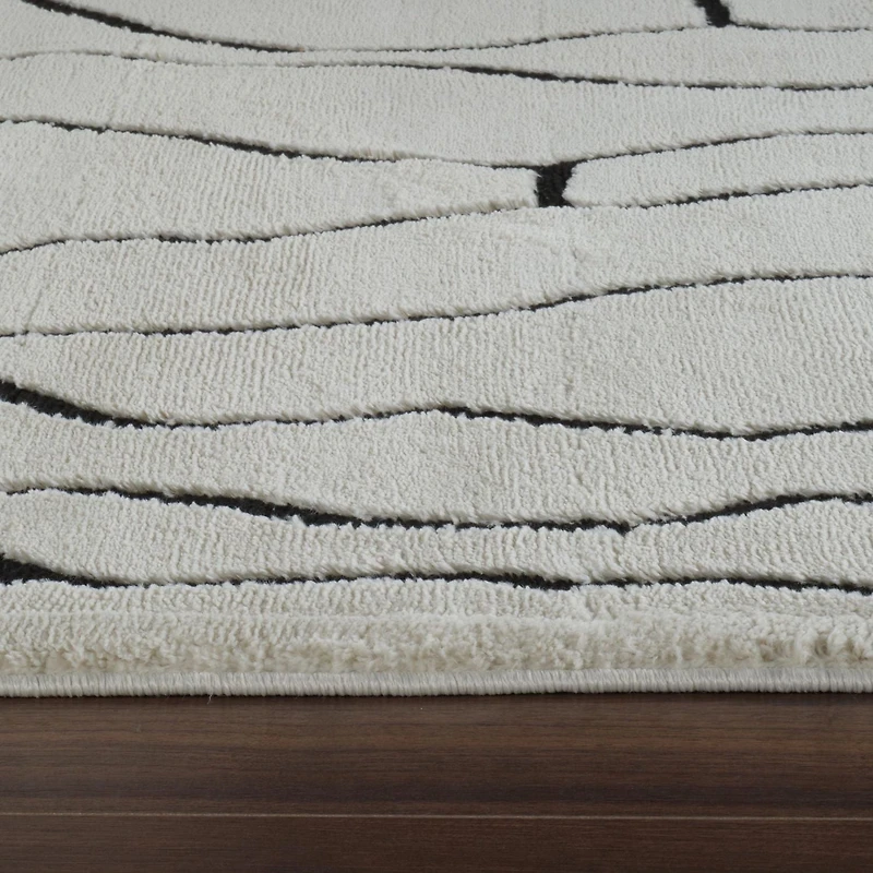 Rug Branch Domus Abstract Indoor Area Rug, Cream Black, Modern - Living Room, Bedroom, Dining Room, and Kitchen