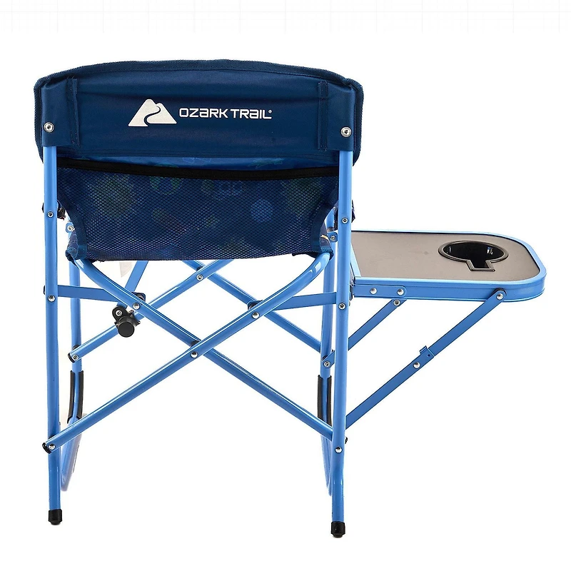 Ozark Trail Kids Director Chair with Side Table, 125lb Weight Capacity, Blue, Table For Food or Snacks with Cup Holder., Kids Director Chair