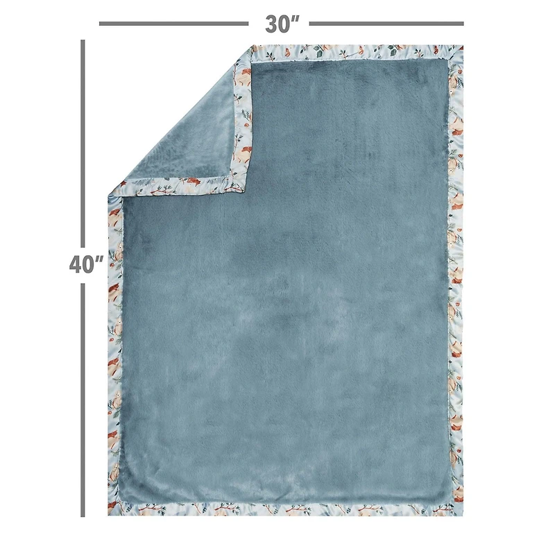 Modern Moments by Gerber Baby 1 Pack Plush Blanket with Satin Trim, Sized 30" x 40"