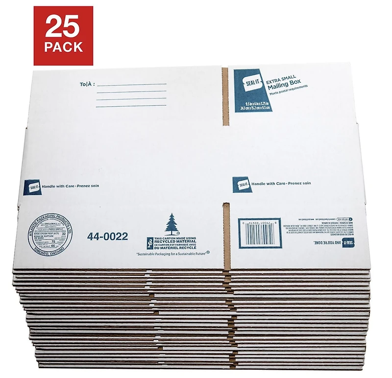 Boîte d'envoi Seal-It Extra, de 9,5 x 6 x 3,75 pouces, paquet de 25