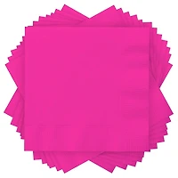 Neon Pink Solid Lunch Napkins, 65ct, Measures 6.5inch x 6.5 inch folded, 2 ply