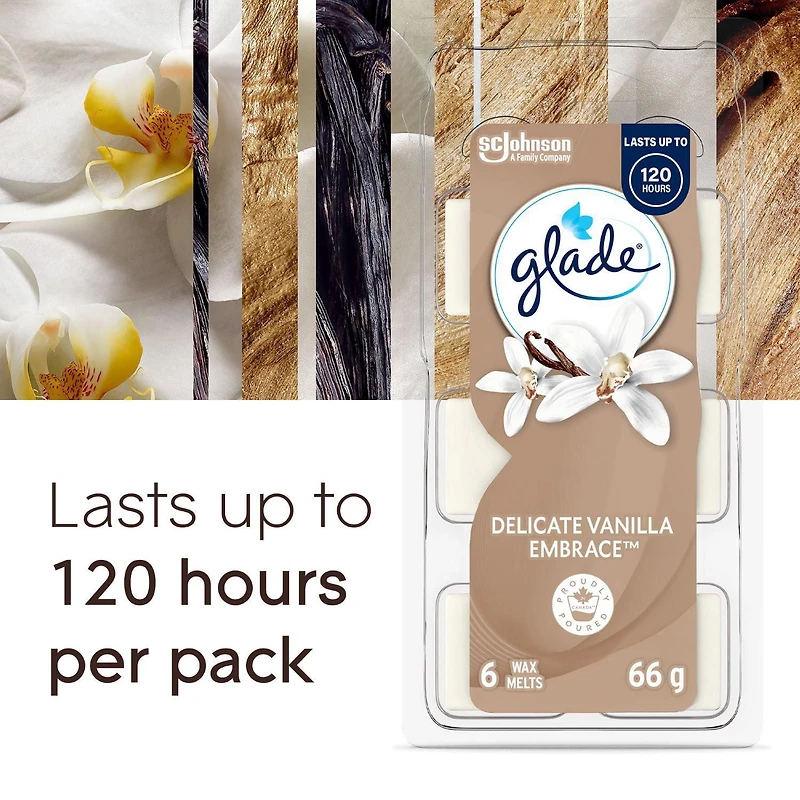 Glade® Wax Melt Air Freshener Refills, Delicate Vanilla Embrace, 6 Melts