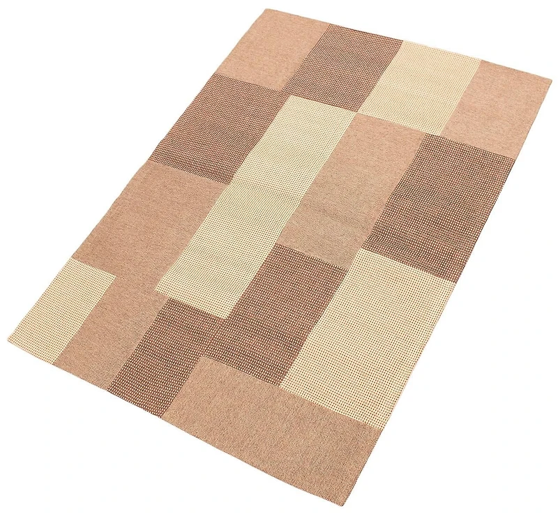 ECARPETGALLERY 4'6" x 6'6" Contemporary Collage Handmade Area Rug for Living Room, Dining Room and Bedroom in Brown