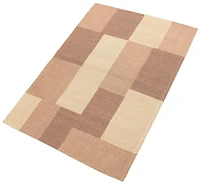 ECARPETGALLERY 4'6" x 6'6" Contemporary Collage Handmade Area Rug for Living Room, Dining Room and Bedroom in Brown