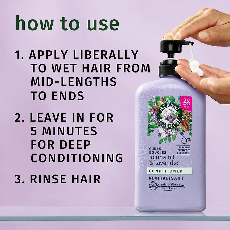 HERBAL ESSENCES – REVITALISANT POUR CHEVEUX BOUCLÉS JOJOBA ET LAVANDE – 1L