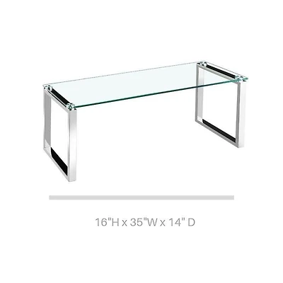 Gyna Large Coffee Table – Elegant Glass Top with Shiny Chrome Legs, Modern Design
