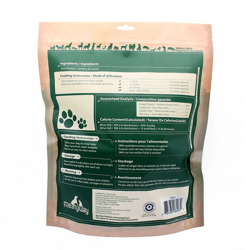 Gâteries pour chiens Meatyway 100 % naturelles à lanières de canard 908 g