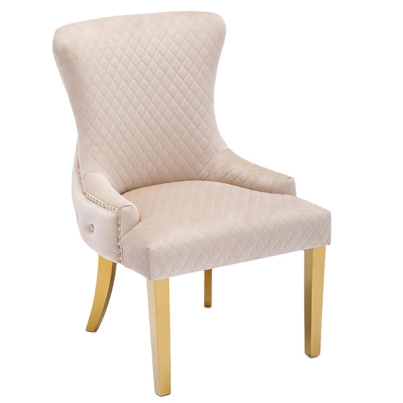 Chaise de salle à manger canadienne en velours beige Liza
