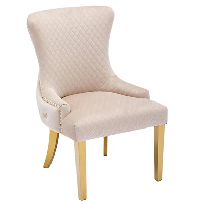 Chaise de salle à manger canadienne en velours beige Liza