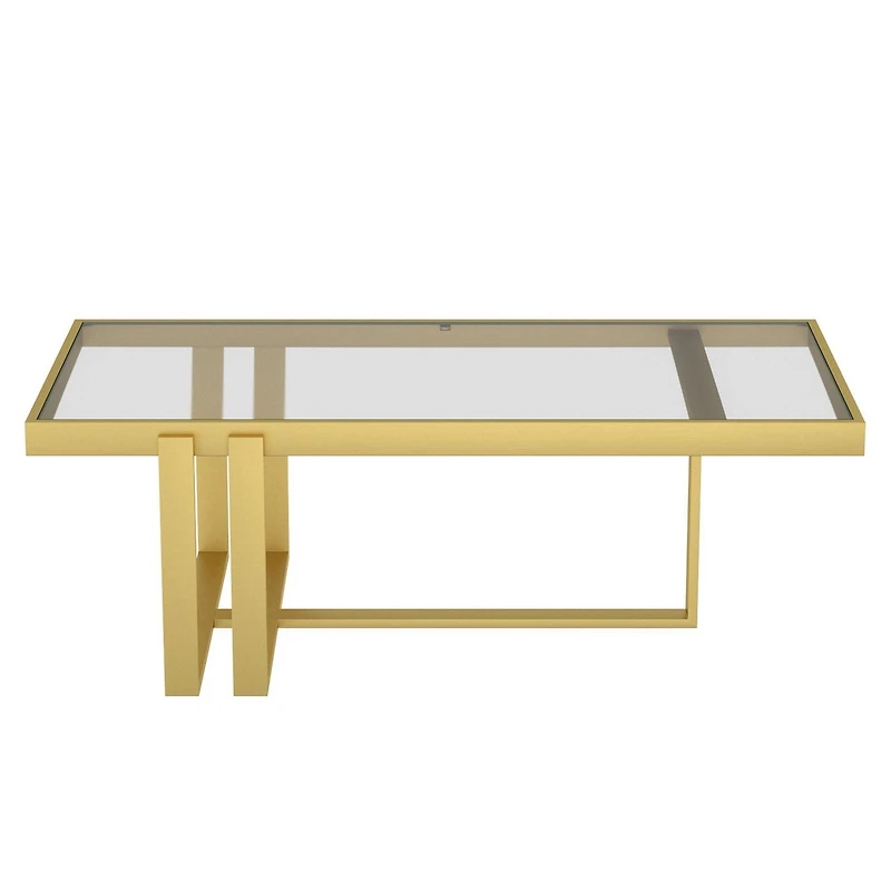 Contemporary Metal & Glass Rectangular Coffee Table - Brushed Gold