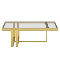 Contemporary Metal & Glass Rectangular Coffee Table - Brushed Gold