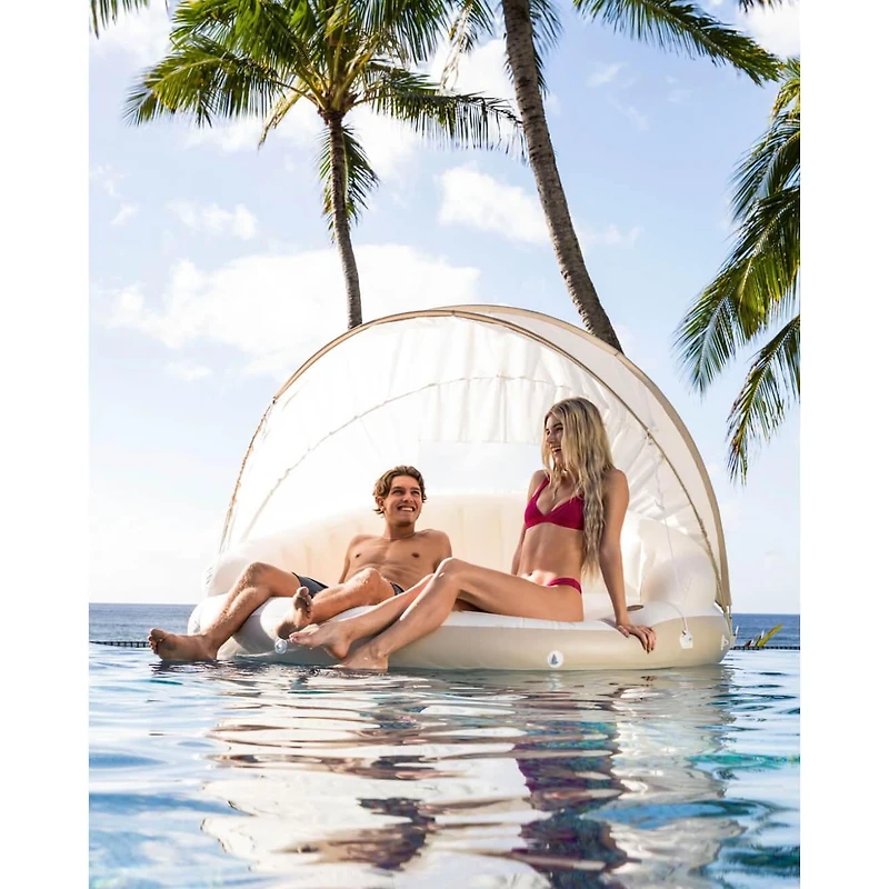 Île Gonflable Intex Canopy, Chaise Longue Gonflable de Piscine avec Ombrelle Amovible pour Détente