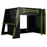 Noble House Full Size Wood Loft Bed with Desk, Green