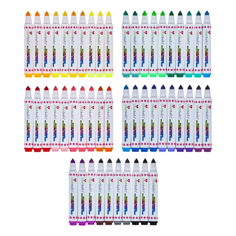 Create Basics Fabric Markers Bullet Tip 50 Pack, Permanent fabric markers