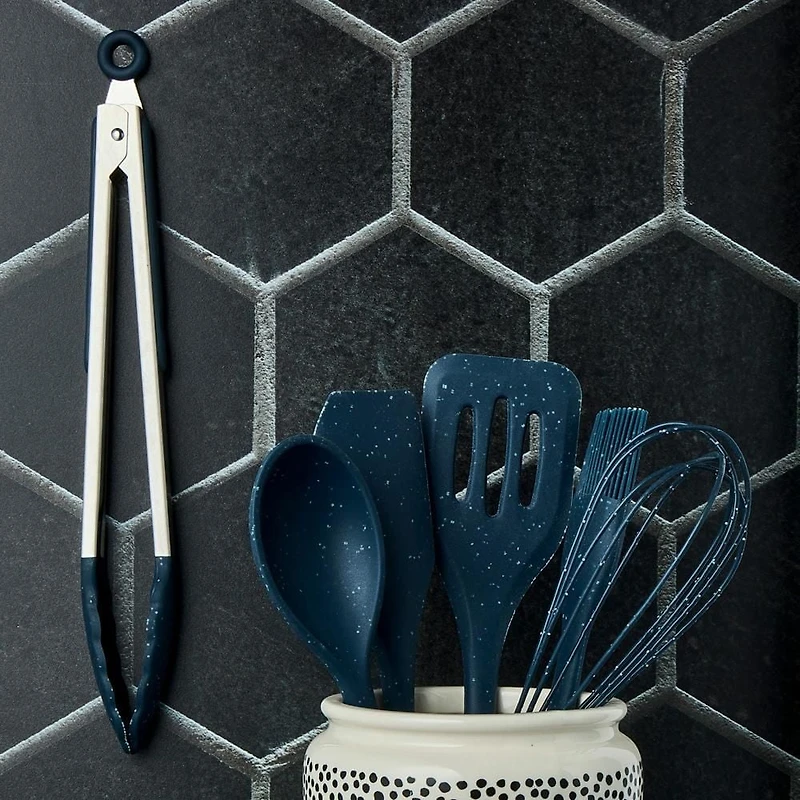 Thyme & Table Pinceau à badigeonner en silicone Bleu moucheté