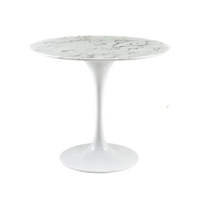 Table de salle à manger en marbre blanc Brenleigh 36"