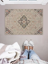 Tapis d'appoint Grand Zéro Rollins ivoire & marine de 2 pi x 3 pi