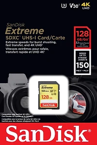 SanDisk Extreme® SDXC™ UHS-I card, 128GB - SDSDXV5-128G-CWCIN