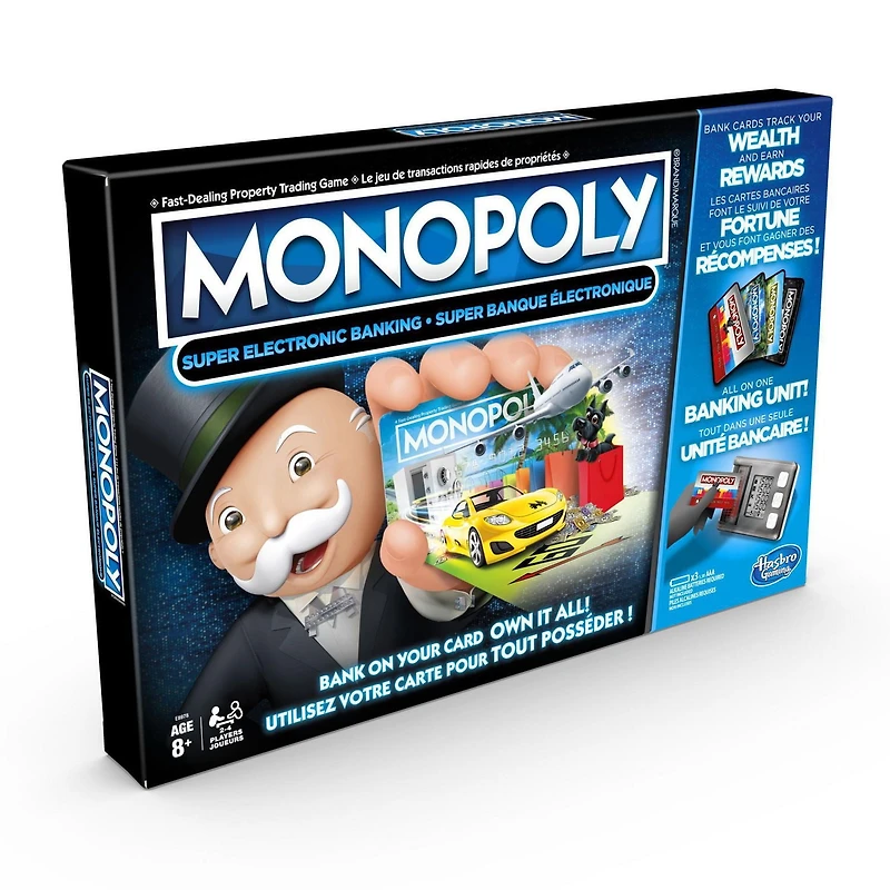 Monopoly Super banque électronique, unité bancaire électronique, jeu sans billets de banque, avec récompenses, technologie sans contact, dès 8 ans À partir de 8 ans
