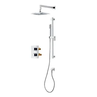 Square 3-functions thermostatic valve. handheld handshower and showerhead, or simultaneously