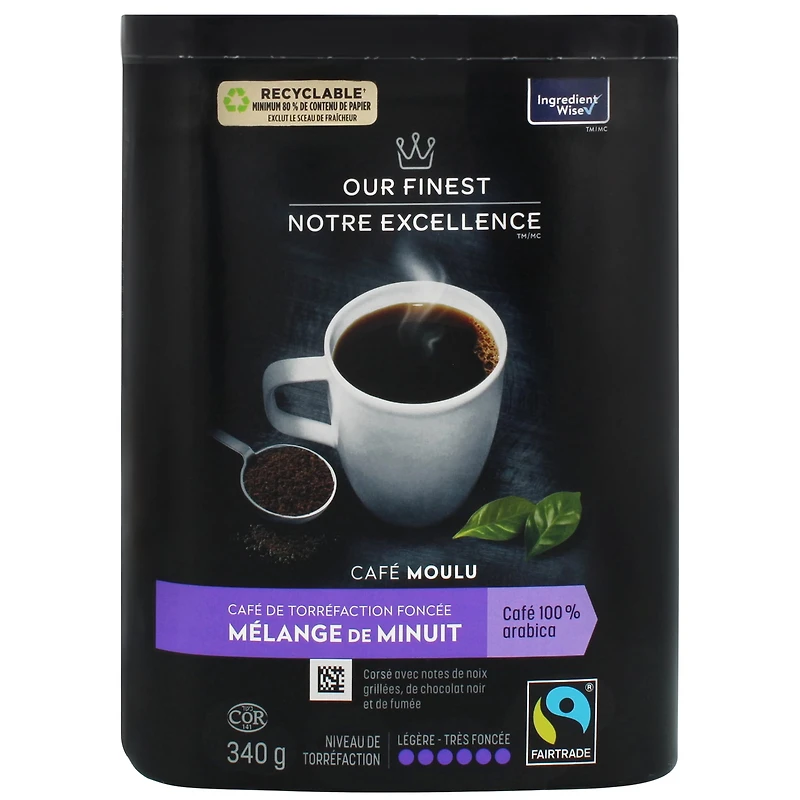 Our Finest Midnight Blend Ground Coffee, 340 g