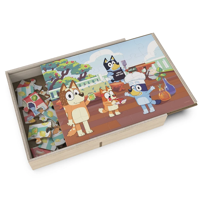 Bluey, Coffret de 5 puzzles en bois pour les familles et les enfants à partir de 3 ans